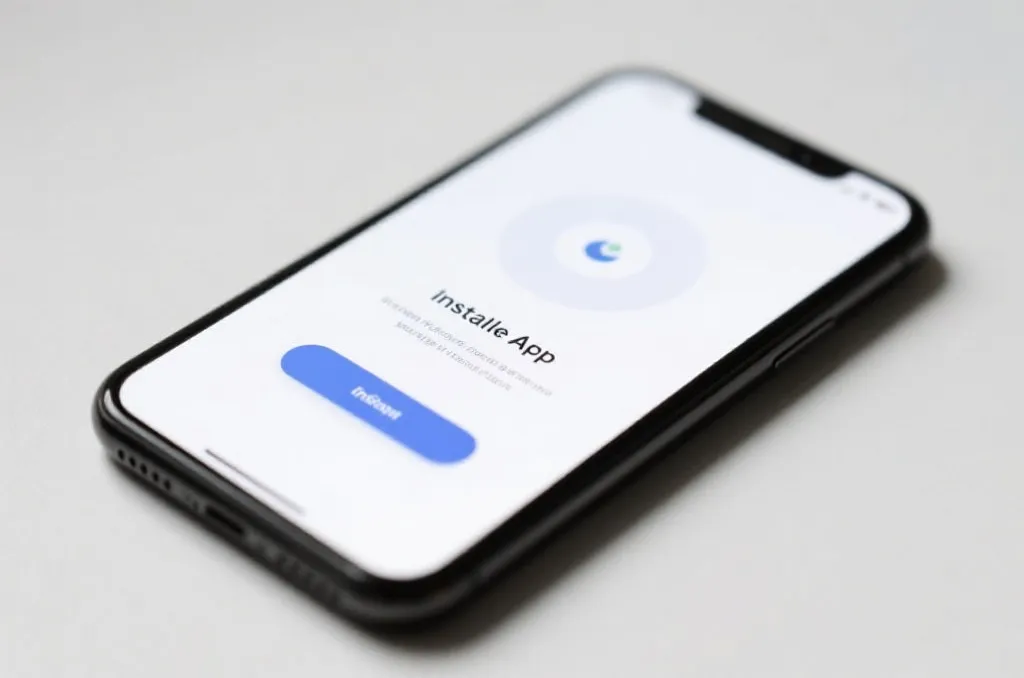 A modern smartphone screen showing a clean mobile app installation success screen with a minimalist design